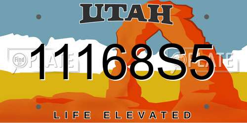 11168S5 Utah License Plate