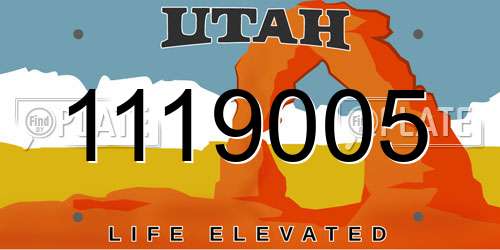1119005 Utah License Plate