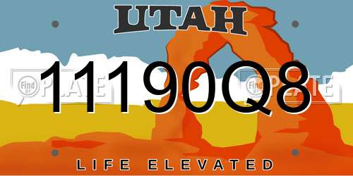 11190Q8 Utah License Plate