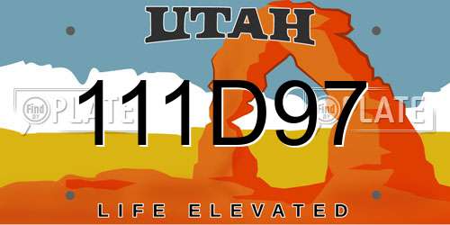 111D97 Utah License Plate