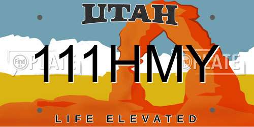 111HMY Utah License Plate