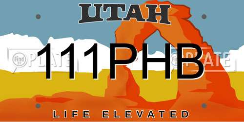 111PHB Utah License Plate