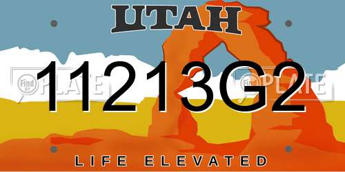 11213G2 Utah License Plate