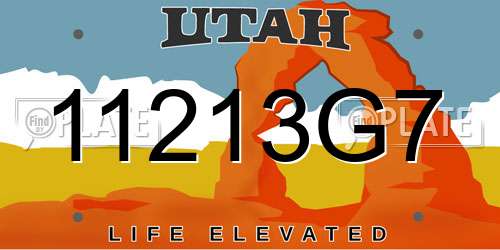 11213G7 Utah License Plate