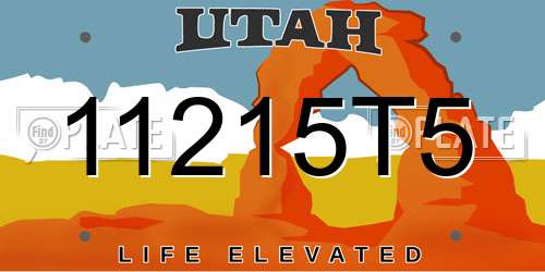 11215T5 Utah License Plate