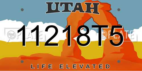 11218T5 Utah License Plate