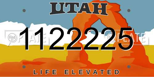1122225 Utah License Plate