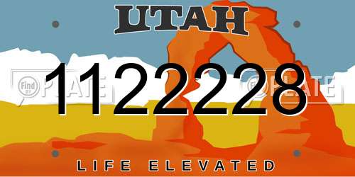 1122228 Utah License Plate