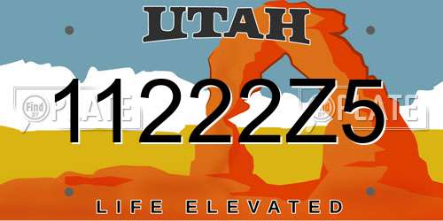 11222Z5 Utah License Plate