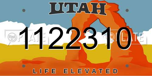 1122310 Utah License Plate