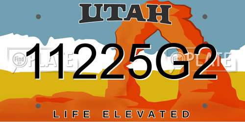 11225G2 Utah License Plate