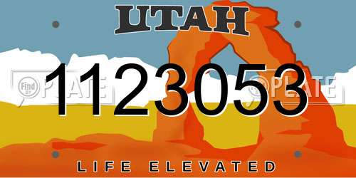 1123053 Utah License Plate