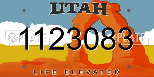 1123083 Utah License Plate