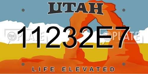 11232E7 Utah License Plate