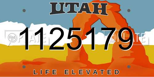 1125179 Utah License Plate