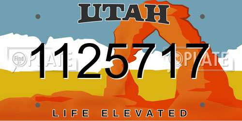 1125717 Utah License Plate