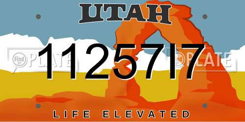 11257I7 Utah License Plate