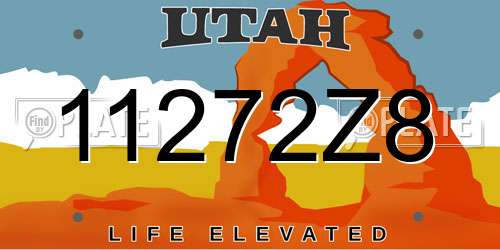 11272Z8 Utah License Plate