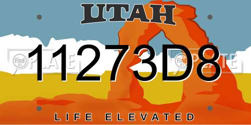 11273D8 Utah License Plate