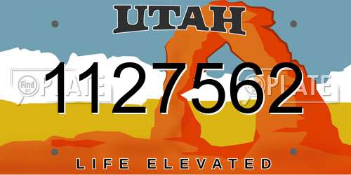 1127562 Utah License Plate