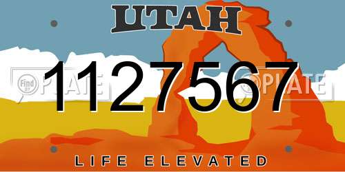 1127567 Utah License Plate