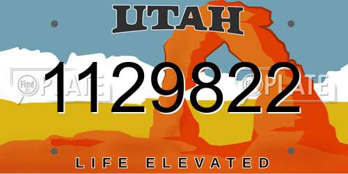 1129822 Utah License Plate