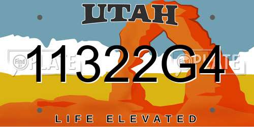 11322G4 Utah License Plate