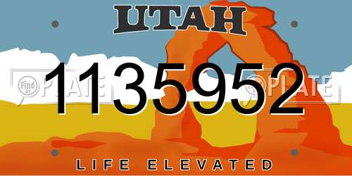 1135952 Utah License Plate
