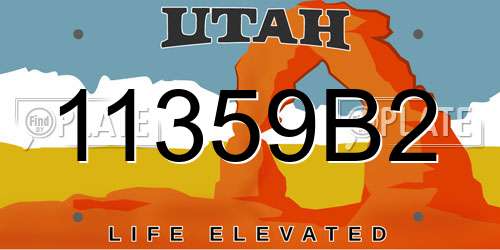 11359B2 Utah License Plate