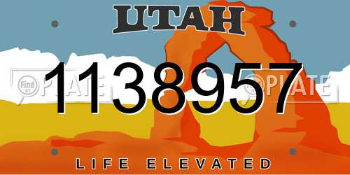 1138957 Utah License Plate