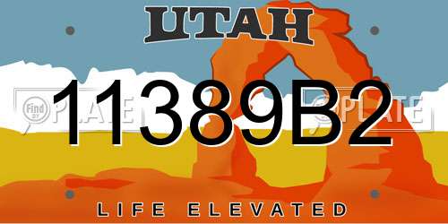 11389B2 Utah License Plate