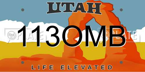 113OMB Utah License Plate