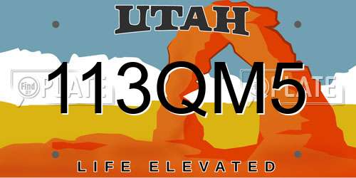 113QM5 Utah License Plate