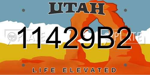 11429B2 Utah License Plate
