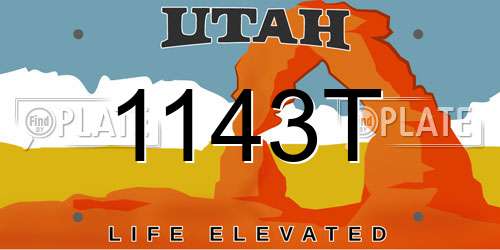 1143T Utah License Plate