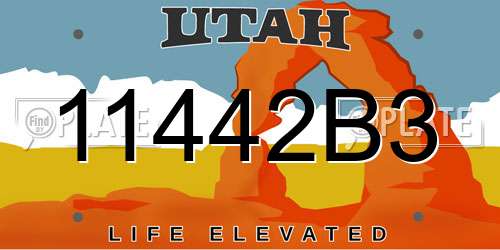 11442B3 Utah License Plate