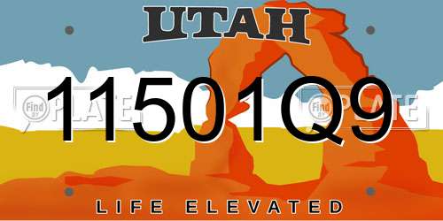 11501Q9 Utah License Plate