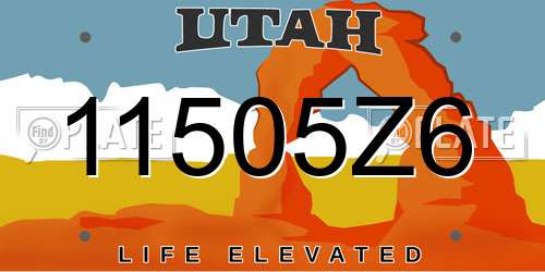 11505Z6 Utah License Plate