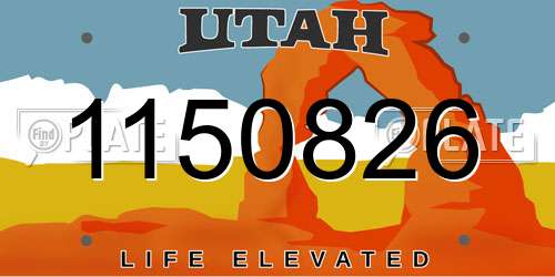 1150826 Utah License Plate