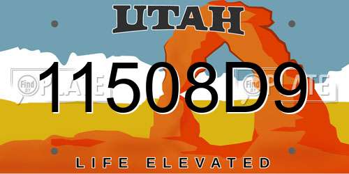 11508D9 Utah License Plate