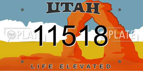 11518 Utah License Plate