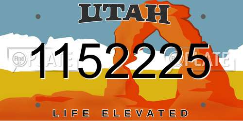 1152225 Utah License Plate