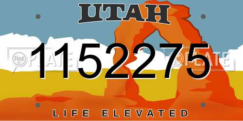 1152275 Utah License Plate