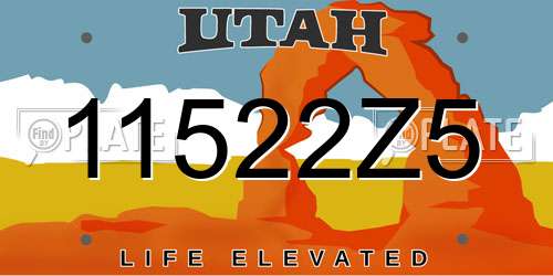 11522Z5 Utah License Plate
