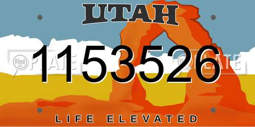 1153526 Utah License Plate