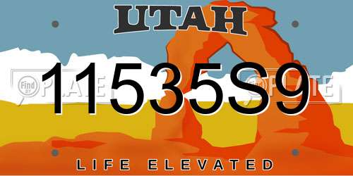 11535S9 Utah License Plate