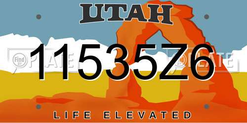 11535Z6 Utah License Plate