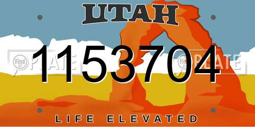 1153704 Utah License Plate