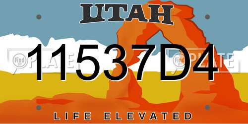 11537D4 Utah License Plate