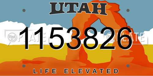 1153826 Utah License Plate